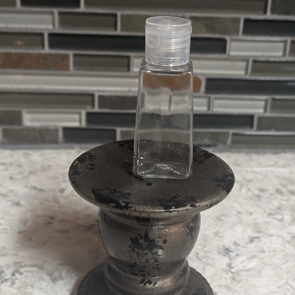 Grey  Leather Cross Hand Sanitizer Holder Keychain - Picture 2 of 5